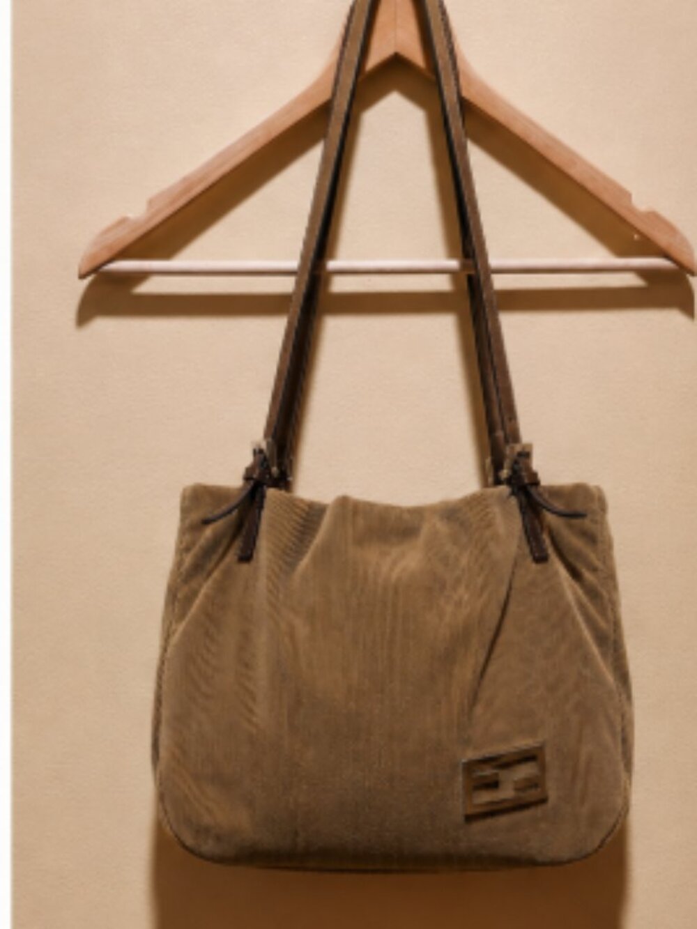 Vintage FENDI Corduroy Shoulder Bag | Authentic Italian Designer Handbag